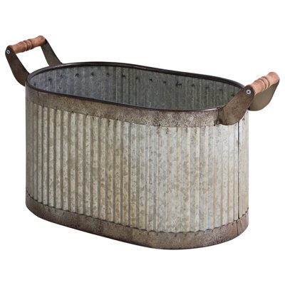 Set of 2 Plant Pots TULIPE Metal 31/41 cm Grey