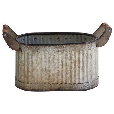 Set of 2 Plant Pots TULIPE Metal 31/41 cm Grey