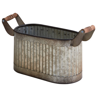 Set of 2 Plant Pots TULIPE Metal 31/41 cm Grey