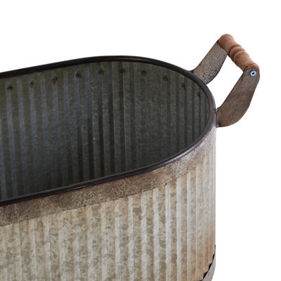 Set of 2 Plant Pots TULIPE Metal 31/41 cm Grey