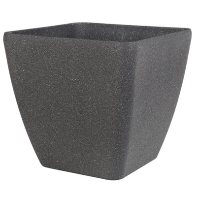 Set of 2 Plant Pots ZELI Stone 49 cm Dark Grey