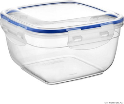 Set Of 2 Plastic Food Containers - Square See Through Food Box Airtight ...