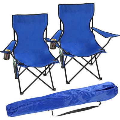 2-Pack Folding Beach Chairs - Lightweight Portable Camping Chairs With High Back & Carry Bag