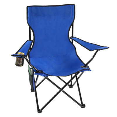 Set of 2 Portable Folding Camp Chairs - Lightweight with Cup Holder Side Pocket and Carry Bag - Ideal for Camping Festivals