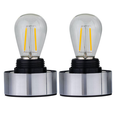 Set of 2 Porter - Chrome Battery Operated Lamp Bases Only