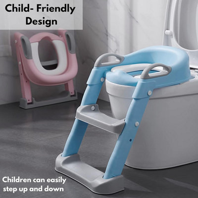 Set of 2 Potty Training toilet seat for Boys - Blue Training Step Stool and Portable Travel Urinal Bottle - Perfect for Toddlers - 4