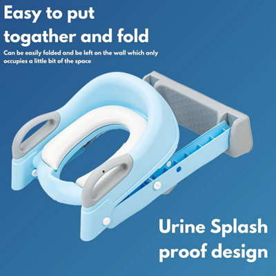 Set of 2 Potty Training toilet seat for Boys - Blue Training Step Stool and Portable Travel Urinal Bottle - Perfect for Toddlers - 6