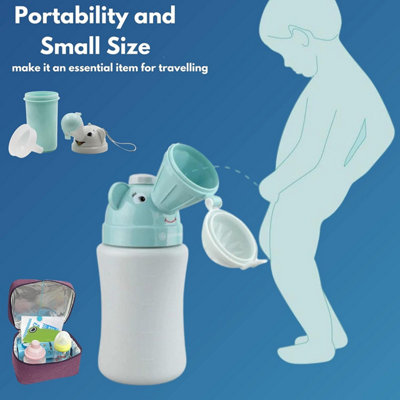 Set of 2 Potty Training toilet seat for Boys - Blue Training Step Stool and Portable Travel Urinal Bottle - Perfect for Toddlers - 7