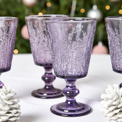 Set of 2 Purple Lavender Drinking Wine Glass Goblets Wedding Decorations Ideas