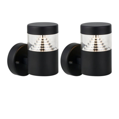 Set of 2 Pyramid - Black LED Outdoor Wall Lights