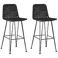Set of 2 Rattan Bar Chairs Black CASSITA