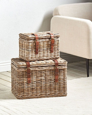 Set of 2 Rattan Boxes Light IRBID