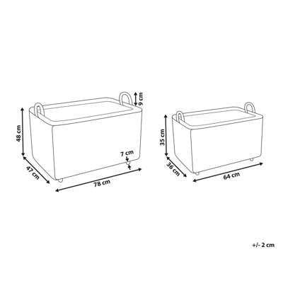 Set of 2 Rattan Boxes with Wheels Light KITIM