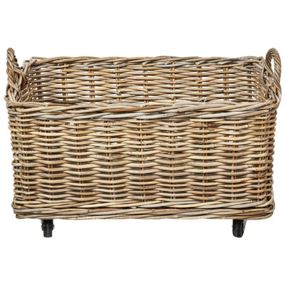 Set of 2 Rattan Boxes with Wheels Light KITIM