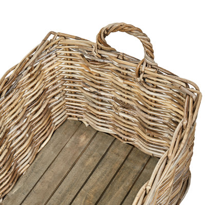 Set of 2 Rattan Boxes with Wheels Light KITIM