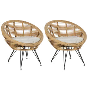 Set of 2 Rattan Chairs Natural MARATEA