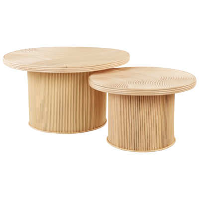Set of 2 Rattan Coffee Tables Natural ILIOS