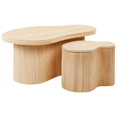 Set of 2 Rattan Coffee Tables Natural SALANTI