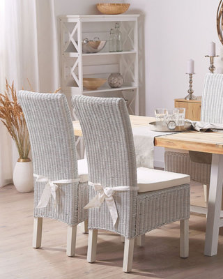 Set of 2 Rattan Dining Chairs White ANDES