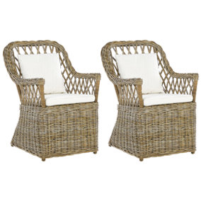 Set of 2 Rattan Garden Chairs Natural MAROS