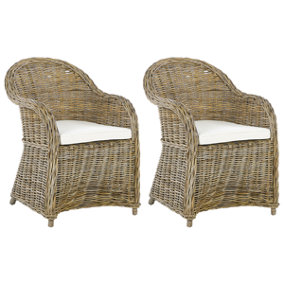 Set of 2 Rattan Garden Chairs Natural SUSUA