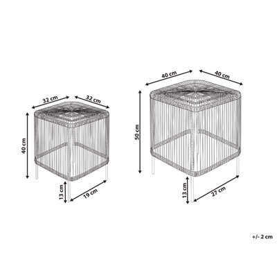 Set of 2 Rattan Garden Coffee Tables Natural CESENATICO
