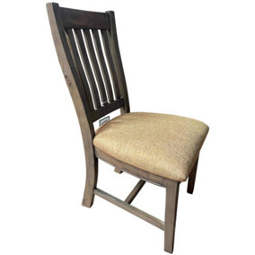 Set Of 2 Reclaimed Pine Dining Chairs With Padded Fabric Seat