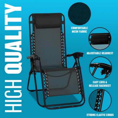 Set Of 2 Reclining Sun Lounger Outdoor Garden Patio Gravity Chair Foldable Loungers - 5