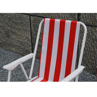 Set Of 2  Red Stripe Outdoor Garden Camping Beach Folding Chair - 4