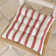Set of 2 Red Striped Indoor Dining Chair Seat Pad Cushions