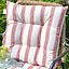 Set of 2 Red Striped Outdoor Garden Chair Seat Pad Cushions