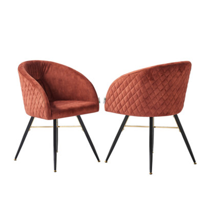 Set of 2 Red Vittorio Velvet Dining Chairs Upholstered Chairs for Dining Room Armchair