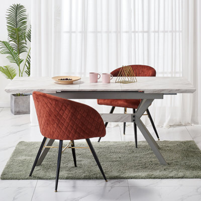 Set of 2 Red Vittorio Velvet Dining Chairs Upholstered Chairs for Dining Room Armchair