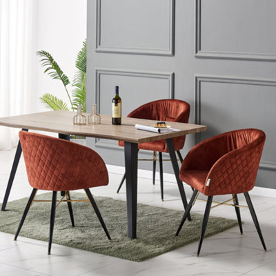 Set of 2 Red Vittorio Velvet Dining Chairs Upholstered Chairs for Dining Room Armchair