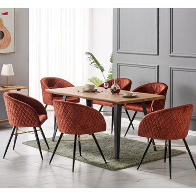 Set of 2 Red Vittorio Velvet Dining Chairs with Black Metal Legs ...