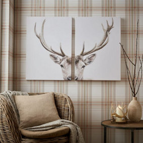 Set of 2 Regal Stag Printed Canvases
