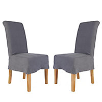 Set of 2 Riviera Loose Cover Kitchen Furniture Dining Room Chair - Grey