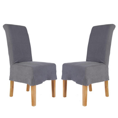 Set of 2 Riviera Loose Cover Kitchen Furniture Dining Room Chair - Grey