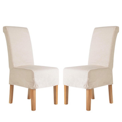 Set of 2 Riviera Loose Cover Kitchen Furniture Dining Room Chair - Natural