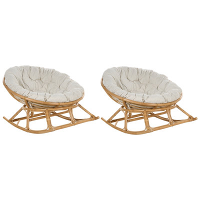 Set of 2 Rocking Chairs ORVIETO Rattan Natural