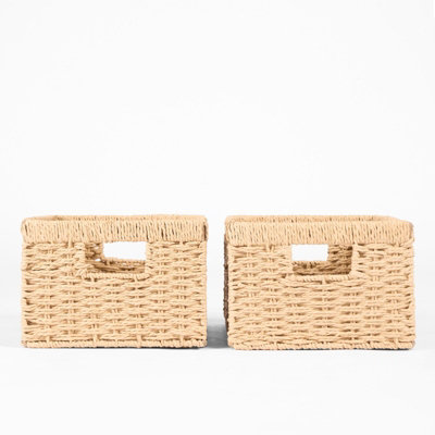 Set Of 2 Rope Storage Box Cubes Folding Space Saving Shelf Boxes - 3