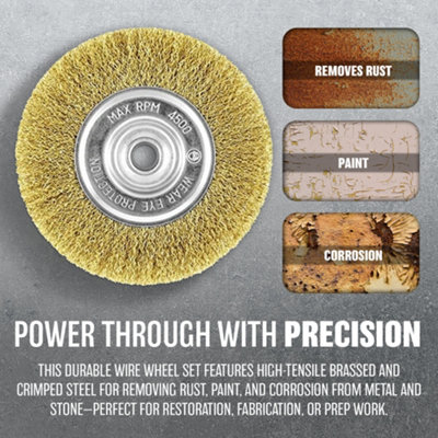 Set Of 2 Rotary Steel Wire Wheel Brush 3 Inch Drill Polishing Set Tool ...