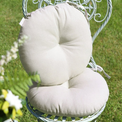 Set of 2 Round Grey Outdoor Garden Seat Pad Cushions (Dia) 40cm
