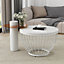 Set of 2 Round Nesting Modern Coffee Table with Tempered Glass Top for Living Room