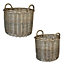 Set of 2 Round Straight-sided Wicker Fireplce Log Storage Basket