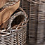 Set of 2 Round Straight-sided Wicker Fireplce Log Storage Basket