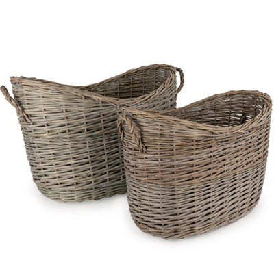 Set of 2 Rounded Scoop Log Basket Home