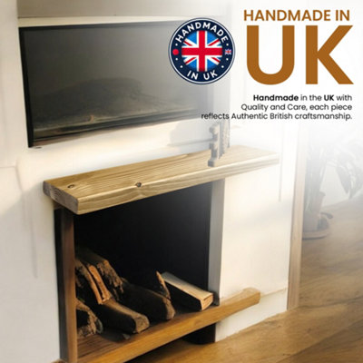 Set of 2 Rustic Wooden Floating Shelves with Hidden Brackets (Rustic Pine, 100cm (1.0m)