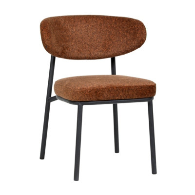 Set of 2  Rusty Red Dining Chairs with Black Metal Frame- D55xW57xH78cm