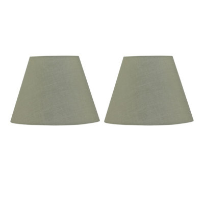 Set of 2 Sage Green Cotton 20cm Diameter Tapered Fabric Lamp Shades